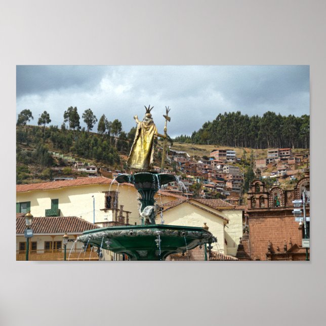 Poster Estátua Pachacuti em Cusco, Peru (Frente)