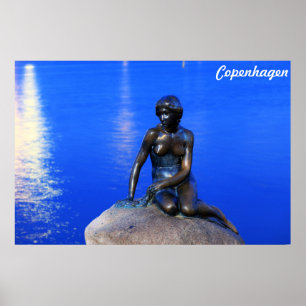 Pôster Estátua pequena da sereia, Copenhaga, Dinamarca