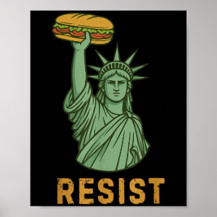 Poster Estátua Resistente Da Cara Sanduíche Da Liberdade