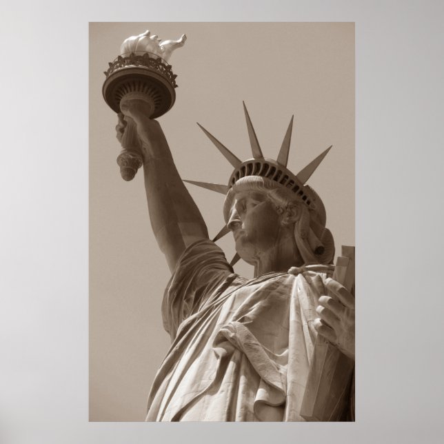 Poster Estátua Sepia Brown da Liberdade Nova Iorque (Frente)