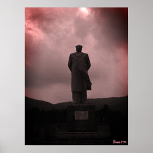 Poster estátua vintage Changsha Mao Tse Tung