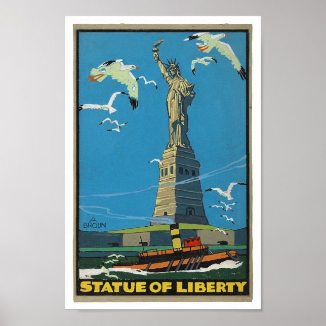 Poster Estátua Vintage da Posterette de Liberdade, de 192 (Frente)