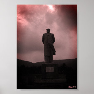 Poster Estátua vintage de Changsha Mao Tse Tung