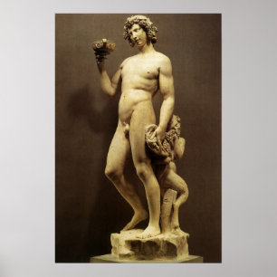 Poster Estátua Vintage Renascimento Baco por Michelangelo