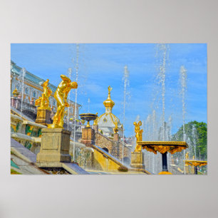 Poster Estatuas Douradas de Peterhof, Rússia