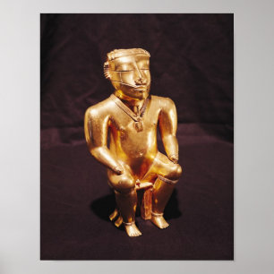 Pôster Estatueta de um homem assentado, Quimbaya