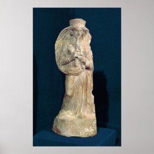 Poster Estatueta de uma mulher que joga uma flauta dobro