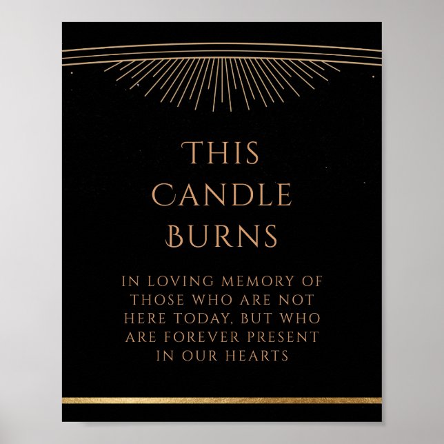Poster Este Candle Burns Preto Sol Lua Estrela Casamento (Frente)