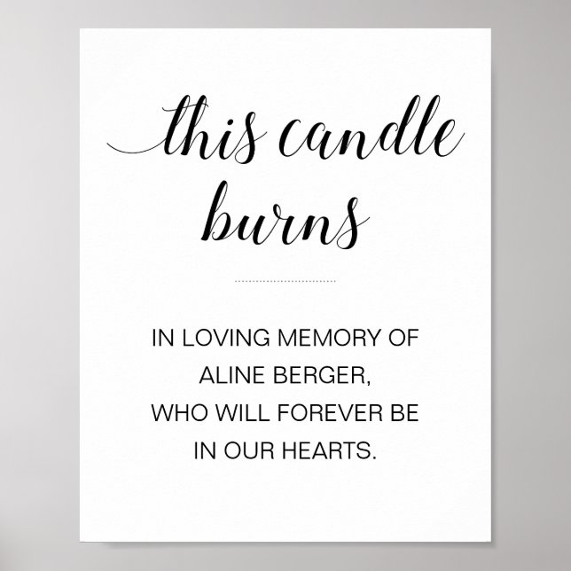 Poster Este Candle Queima Em Memória Afetuosa Funeral (Frente)