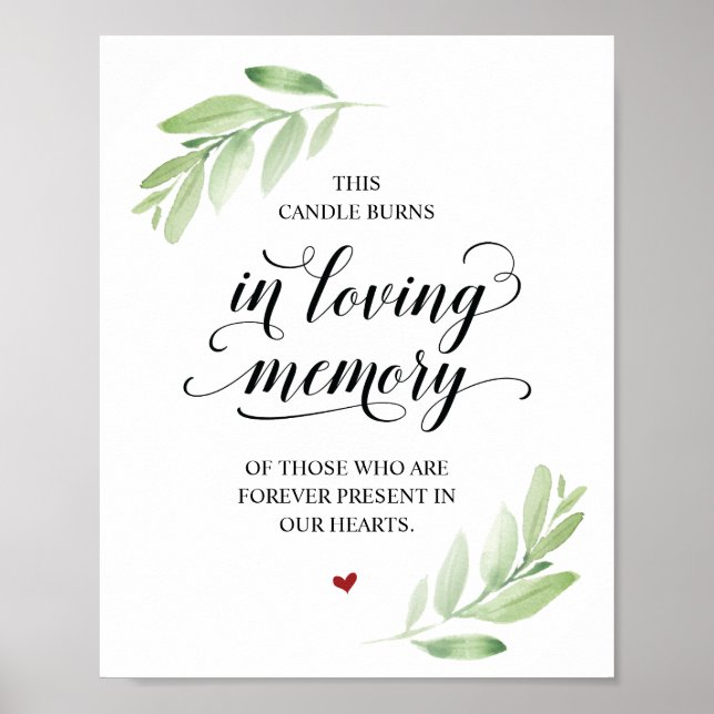 Poster Este candle queima em memória amorosa Placa comemo (Frente)