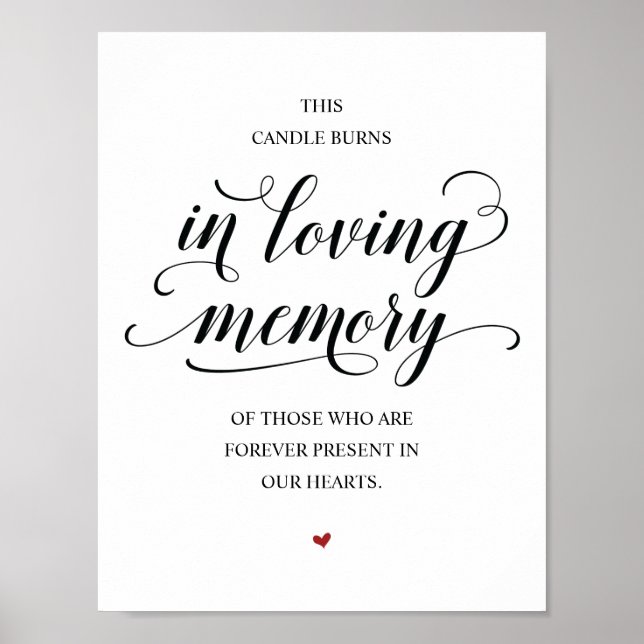 Poster Este candle queima em memória amorosa Placa comemo (Frente)