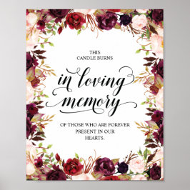 Poster Este candle queima em memória amorosa Placa comemo