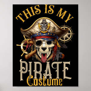 Poster Este É Cachorro de Fantasia de Pirata Feriado Preg