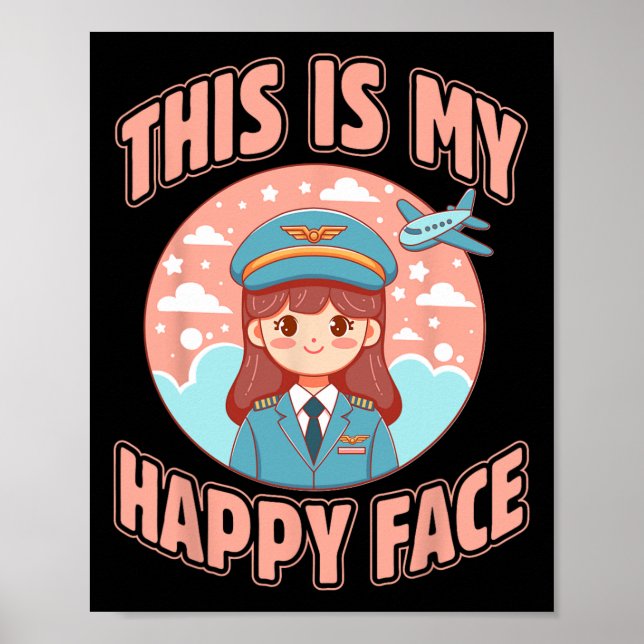 Poster Este É Meu Feliz Piloto De Avião De Mulher Engraça (Frente)