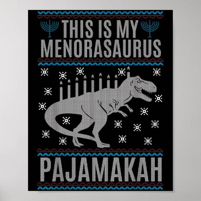 Poster Este É Meu Menorah-Surus Feliz Hanukkah Dinossaur (Frente)