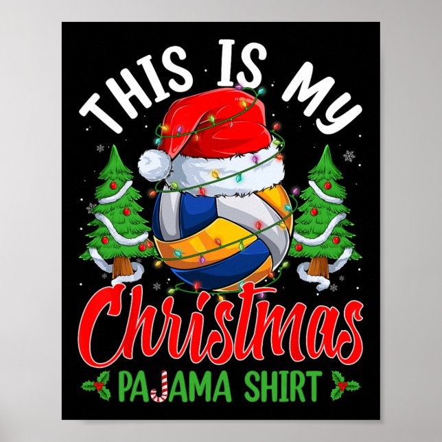 Poster Este É Meu Natal Pajama Voleibol Santa Hat X (Frente)