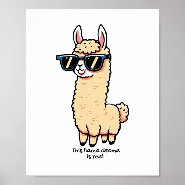 Poster Este Llama Drama é uma pose esquisita em óculos es (Frente)