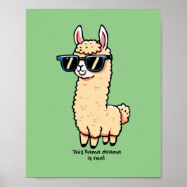 Poster Este Llama Drama é uma pose esquisita em óculos es