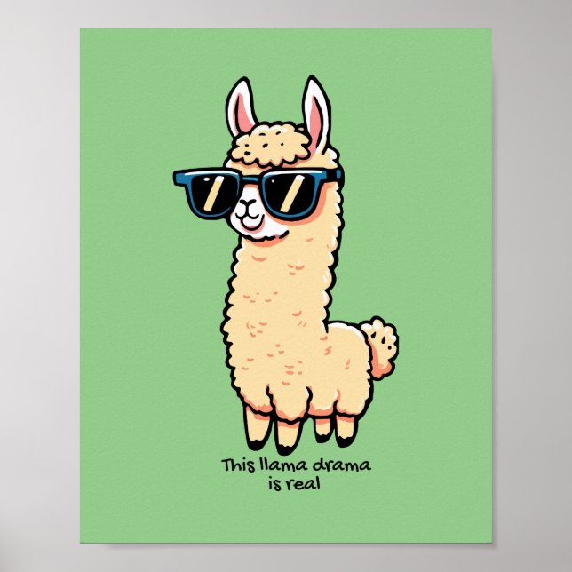 Poster Este Llama Drama é uma pose esquisita em óculos es (Frente)