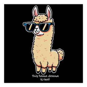 Pôster Este Llama Drama é uma pose esquisita em óculos es