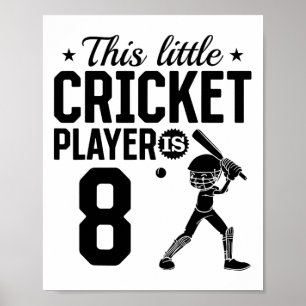 Poster Este pequeno jogador de críquete tem 8 anos de ida