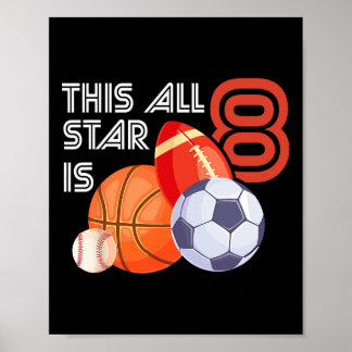 Poster Este Todas Estrelas É Aniversário De 8 Anos Sketll