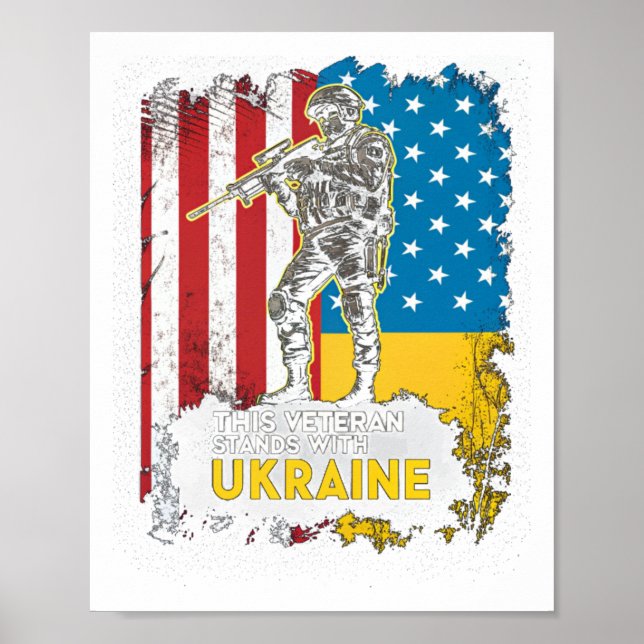 Poster Este Veterano Mantém-Se Com A Ucrânia A Apoiar A U (Frente)