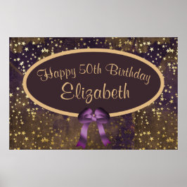 Poster Esteira Dourada roxa 50º aniversário