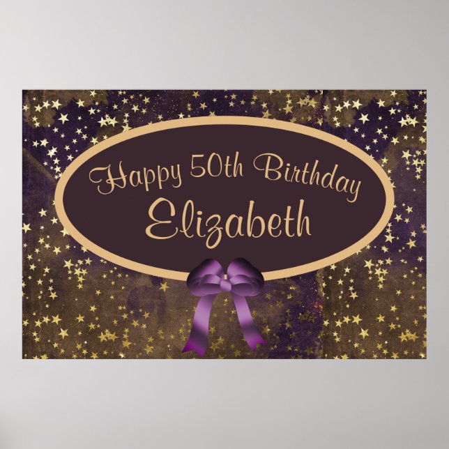 Poster Esteira Dourada roxa 50º aniversário (Frente)