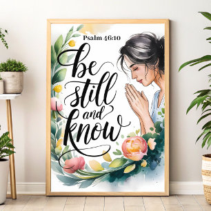 Poster Esteja quieto e saiba - Arte de Muro Cristã para M