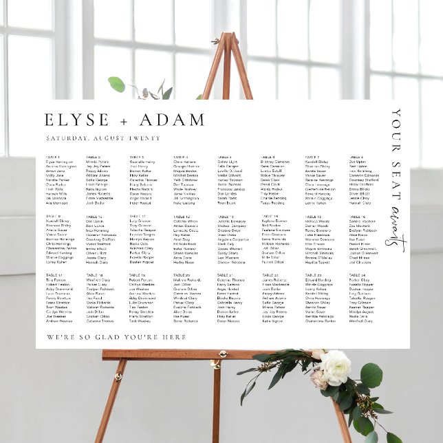 Poster Estelle Modern Mínimo 24 Mesa (Estelle Your Seat Awaits 24 Table Seating Chart )