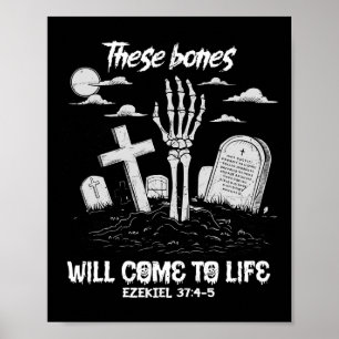 Poster Estes Ossos Vêm Para A Vida Esqueleto Christian H