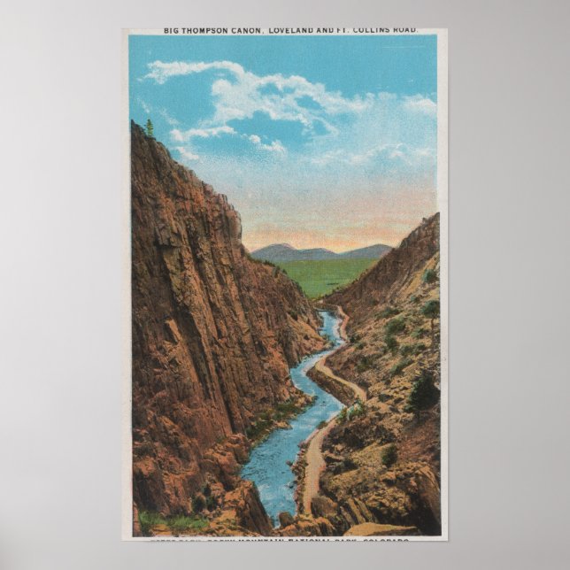 Poster Estes Park, CO - Vista do Big Thompson Canon (Frente)