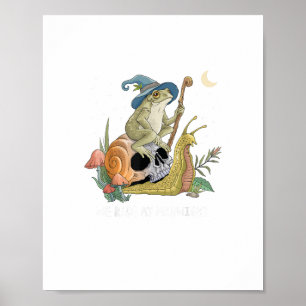 Poster Estética Cottagecore Bruxa Sapo Caracol Cogumelo I