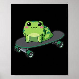 Poster Estética Cottagecore Kawaii Skate Frog Sk