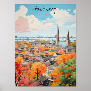 Poster Estética da Cidade de Viagem Antuérpia Bélgica