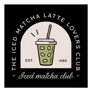 Pôster Estética de amantes de latte de matcha gelada