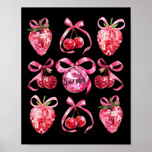 Poster Estética do coquete de Arco rosa Y2k Cherry Strawb