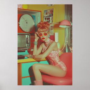 Poster Estética do Glam Futuro Retro