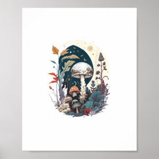 Poster Estética Goblincore Cottagecore Cogumelo Botanica