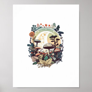 Poster Estética Goblincore e Cottagecore Cogumelo Calmo