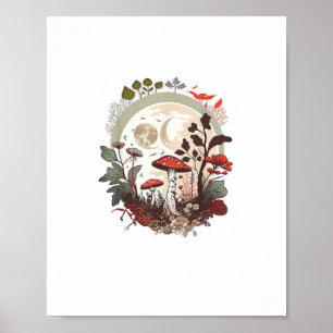 Poster Estética Goblincore E Sere de Cogumelo Cottagecore