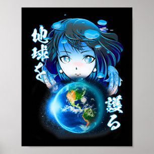 Poster Estética Japonesa Camisa do Dia da Terra