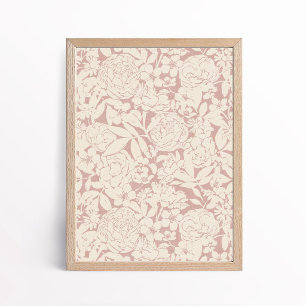 Poster Estética Rosa Bege Peônia Rosa Floral Botânica