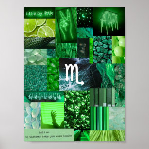 poster estético verde do sinal do zodíaco do