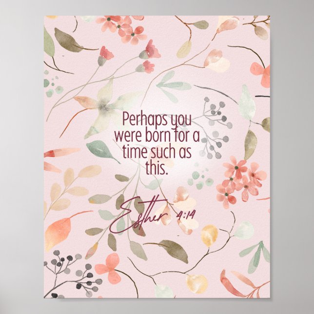 Poster Esther 4:14 Bíblia Cristã Verse Art (Frente)