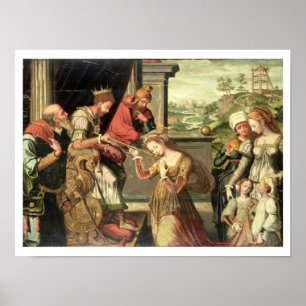 Pôster Esther, antes do Rei Ahasuerus, com Haman sendo en