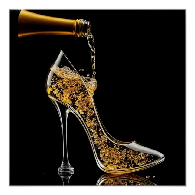 Pôster Estiletto e Bar de vinho espumante (Frente)