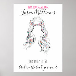 Poster Estilhador de Cabelo de Casamento Bonito Boho Boho