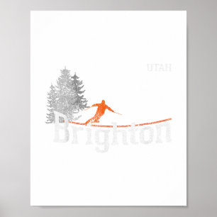 Poster Estilo 1980 Brighton Utah Vintage Skiing T-shirt